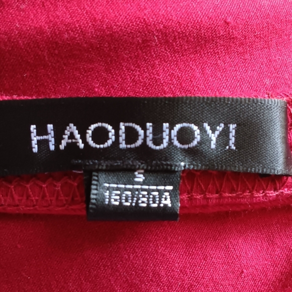 HAODUOYI Deep Red Wrap Crop Top - Picture 5 of 5